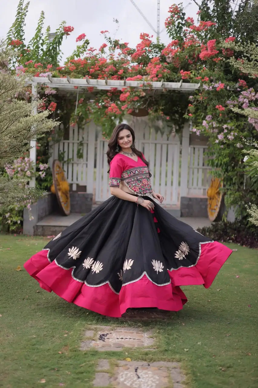 Lotus Gota Mirror Lehenga Set
