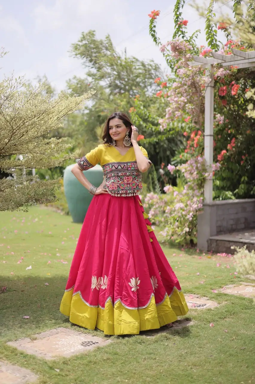 Lotus Gota Mirror Lehenga Set