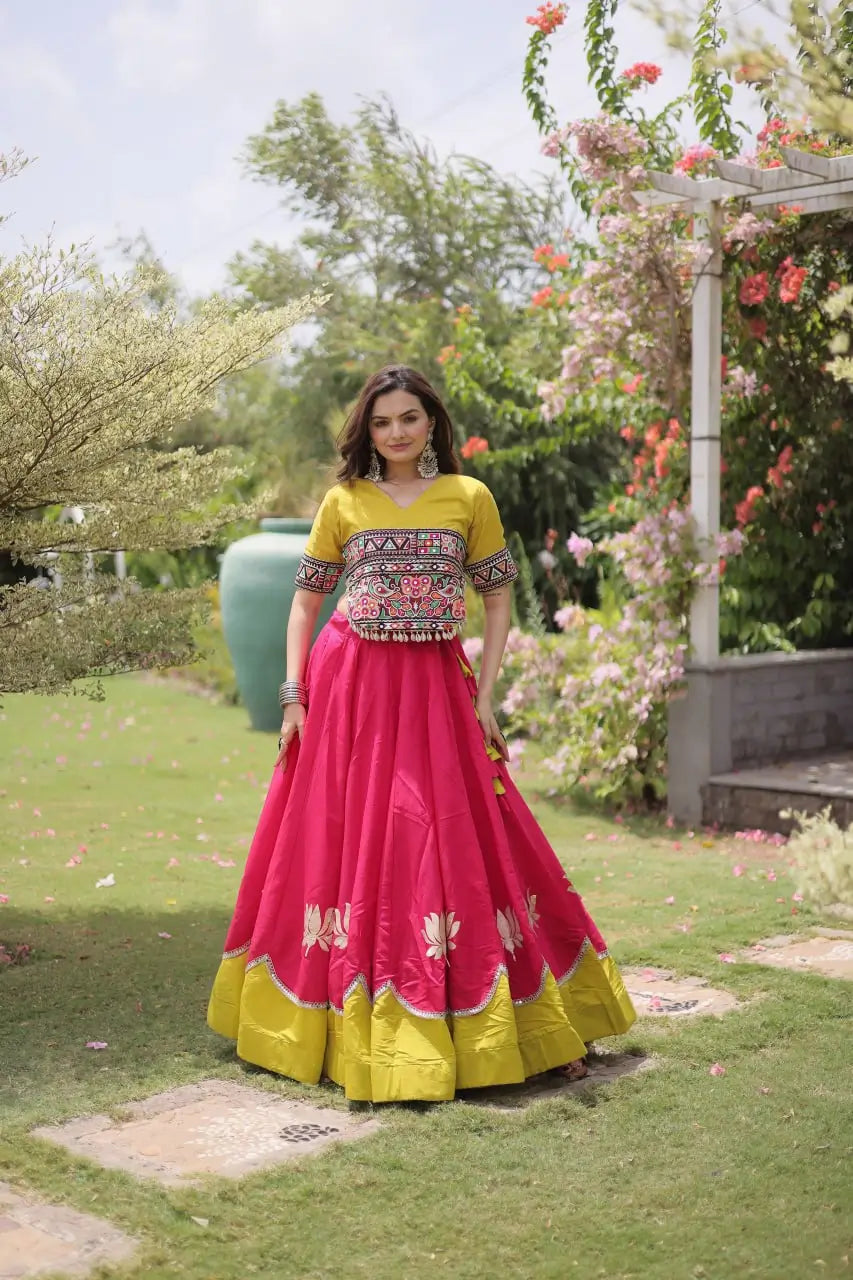 Lotus Gota Mirror Lehenga Set