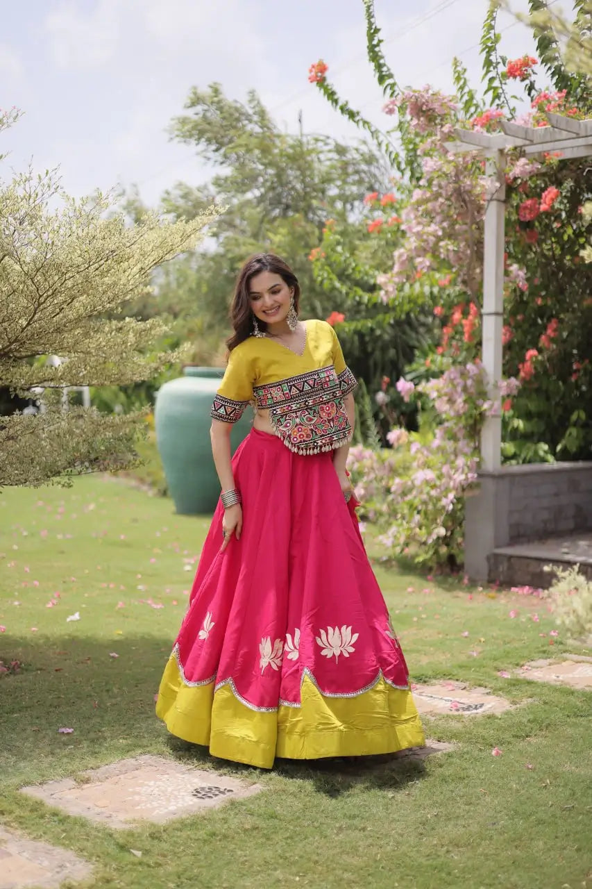 Lotus Gota Mirror Lehenga Set