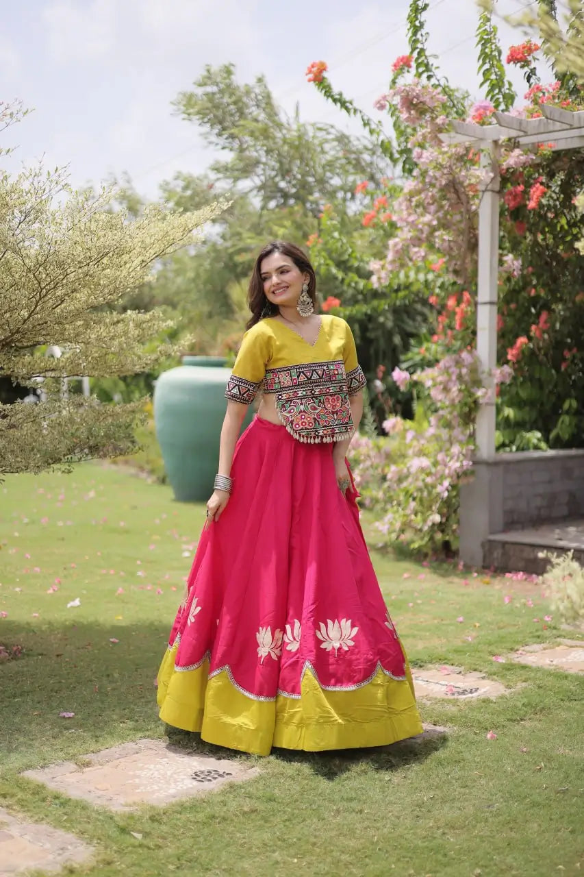 Lotus Gota Mirror Lehenga Set