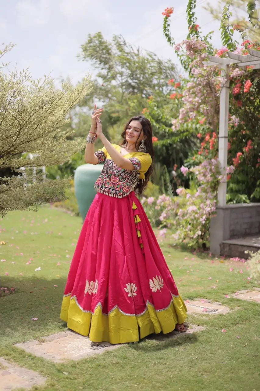 Lotus Gota Mirror Lehenga Set