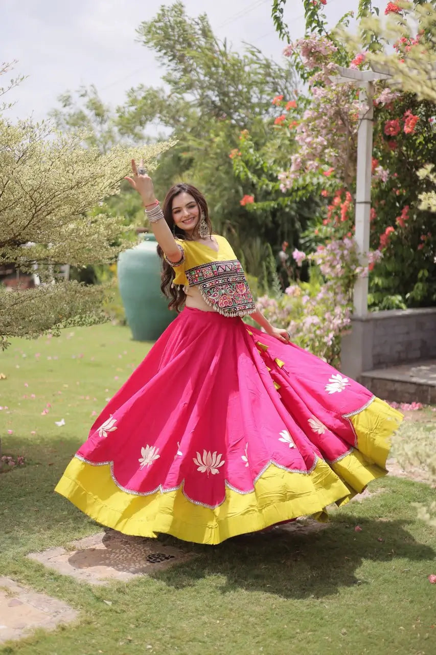 Lotus Gota Mirror Lehenga Set