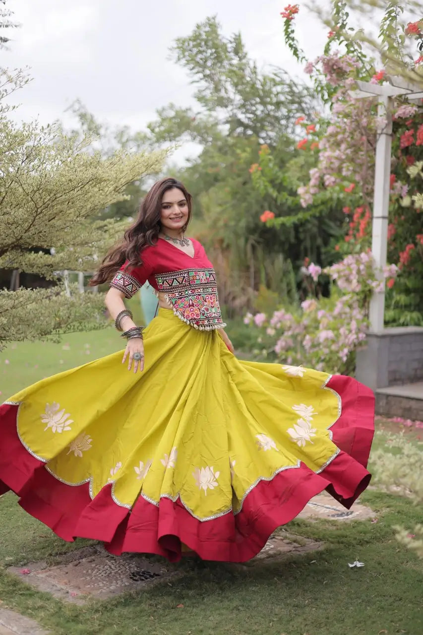 Lotus Gota Mirror Lehenga Set