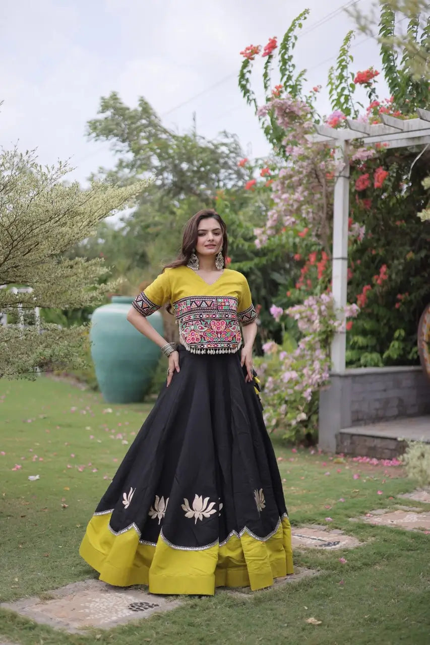 Lotus Gota Mirror Lehenga Set