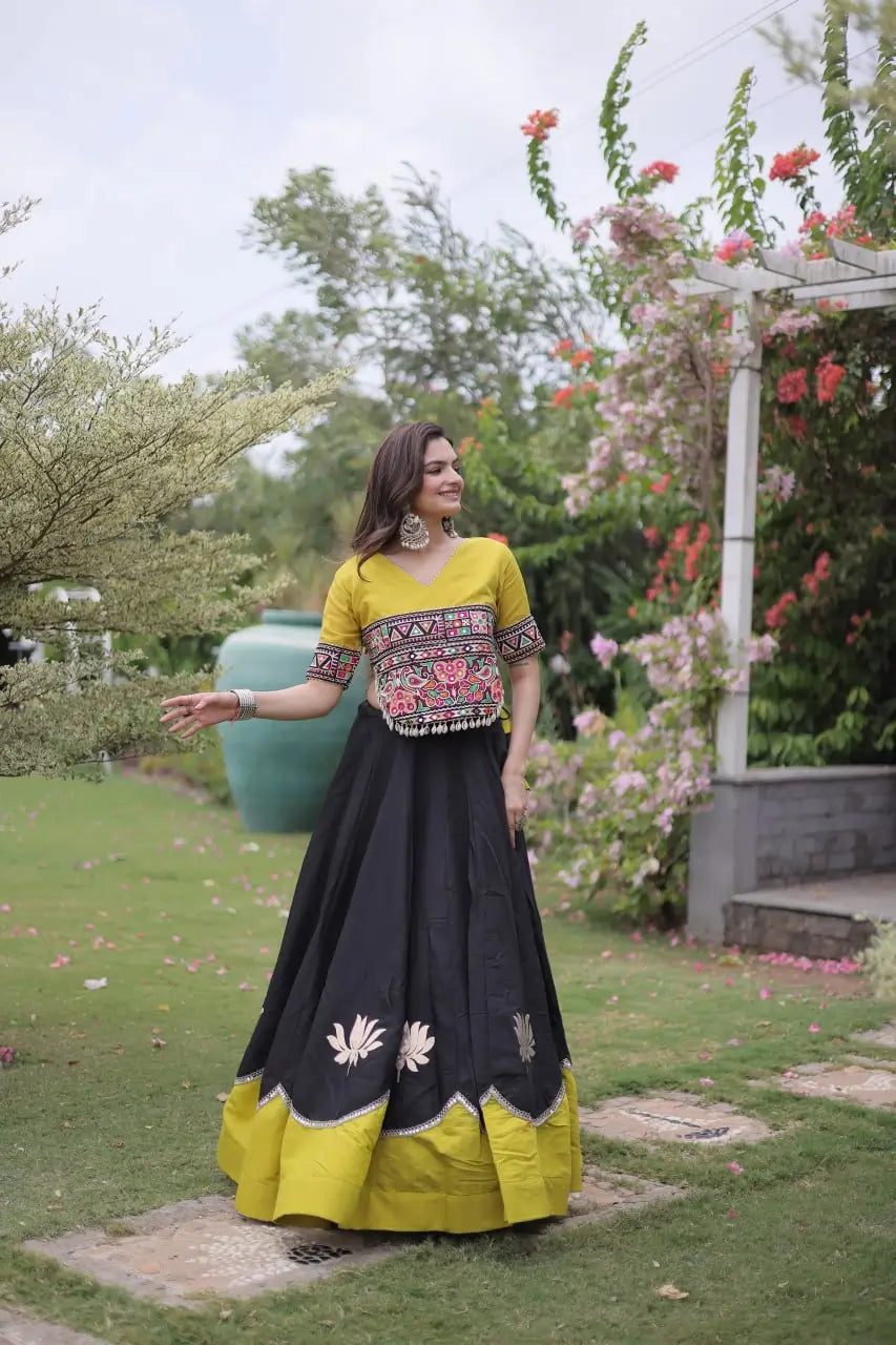 Lotus Gota Mirror Lehenga Set