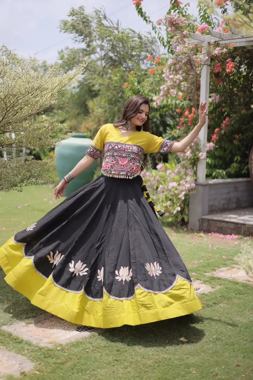 Lotus Gota Mirror Lehenga Set