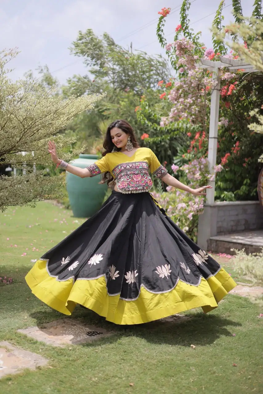 Lotus Gota Mirror Lehenga Set