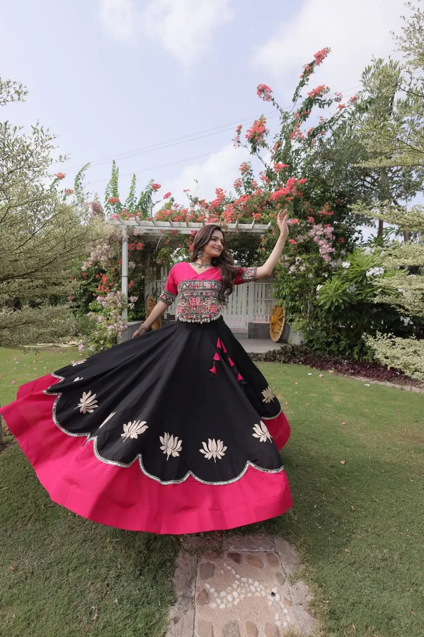 Lotus Gota Mirror Lehenga Set