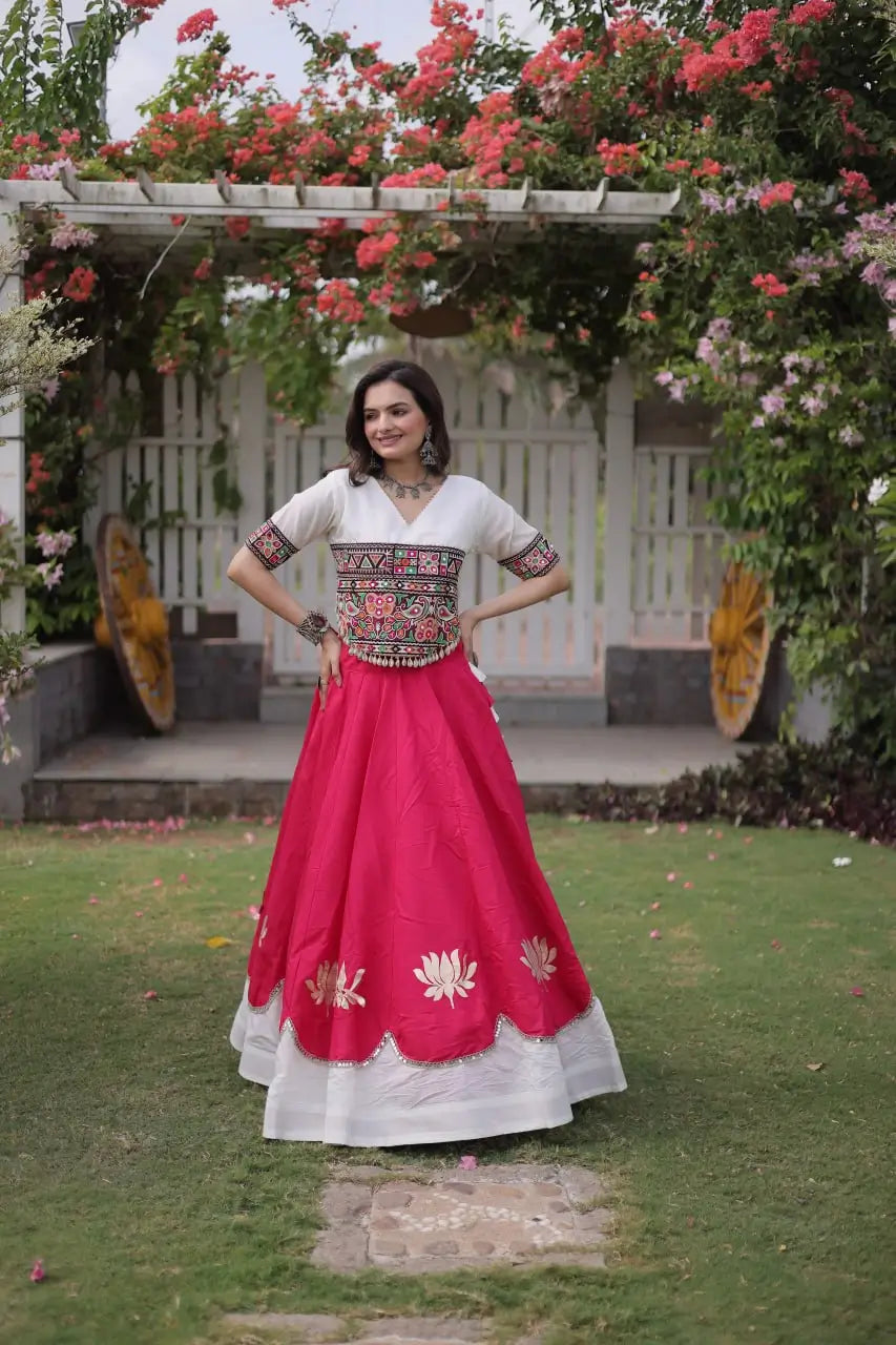Lotus Gota Mirror Lehenga Set