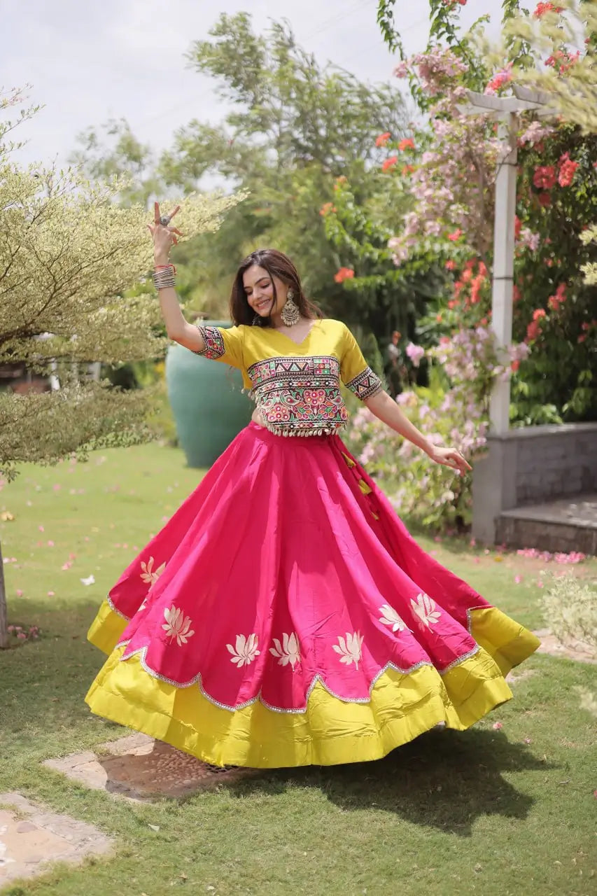 Lotus Gota Mirror Lehenga Set