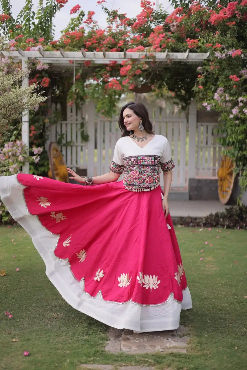 Lotus Gota Mirror Lehenga Set