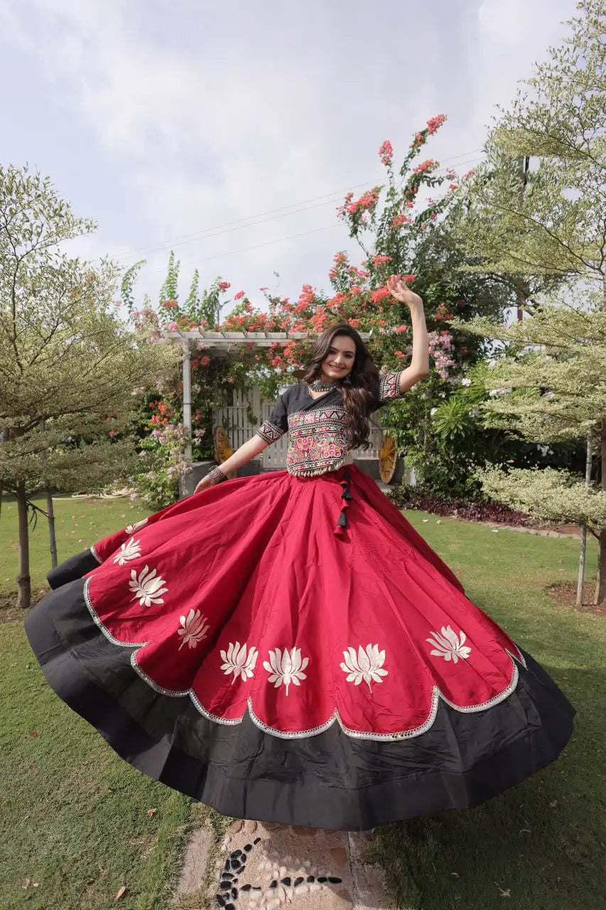 Lotus Gota Mirror Lehenga Set