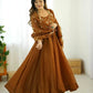 Luxe Crunchy Silk Embroidered Partywear Gown Pant Set
