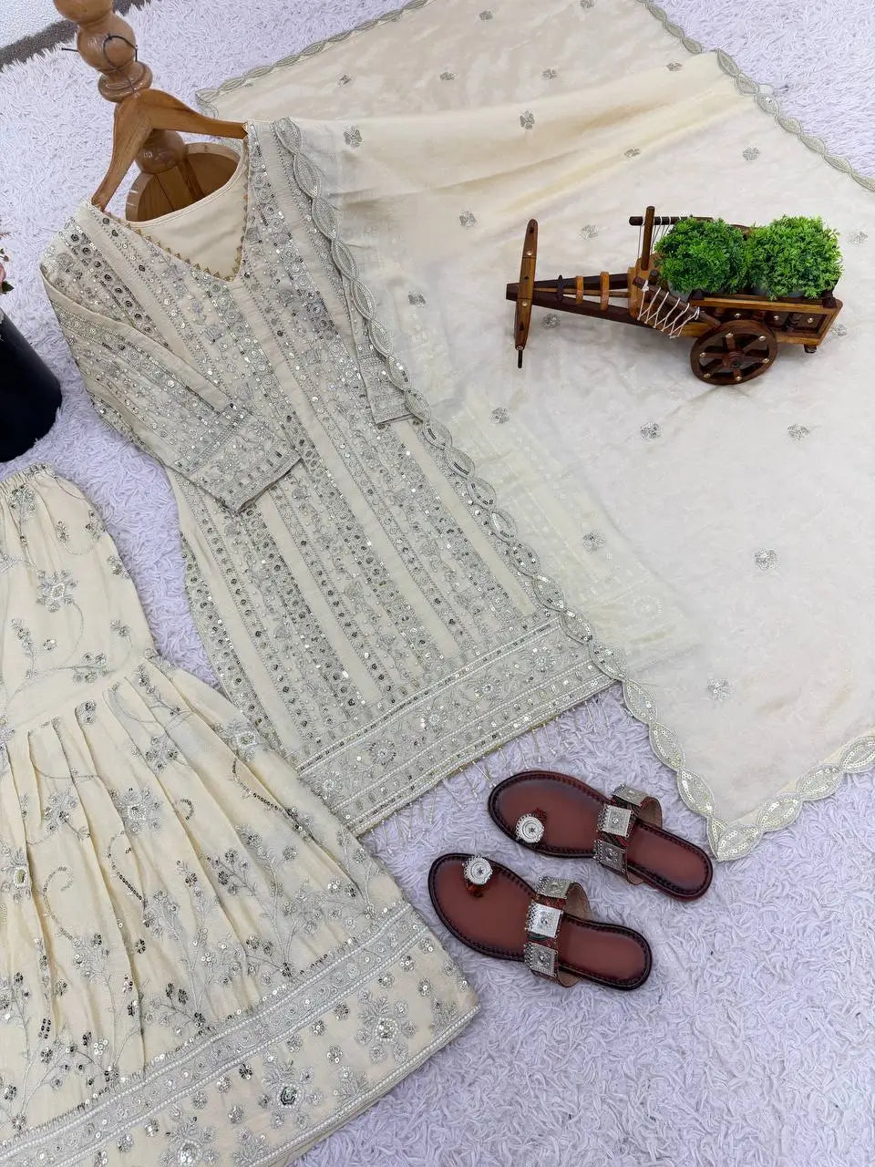 Luxe Georgette Bollywood Style Embroidered Partywear Gharara Set