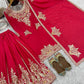 Luxury Chinnon Silk Embroidered Suit Set with Palazzo & Dupatta