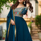 Luxury Faux Blooming Embroidered Gown with Dupatta | Party & Wedding Wear Outfit for Women – Maroon & Rama