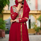 Luxury Faux Blooming Embroidered Gown with Dupatta | Party & Wedding Wear Outfit for Women – Maroon & Rama