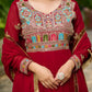 Luxury Faux Blooming Embroidered Gown with Dupatta | Party & Wedding Wear Outfit for Women – Maroon & Rama