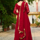 Luxury Faux Blooming Embroidered Gown with Dupatta | Party & Wedding Wear Outfit for Women – Maroon & Rama