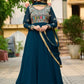 Luxury Faux Blooming Embroidered Gown with Dupatta | Party & Wedding Wear Outfit for Women – Maroon & Rama