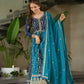 Luxury Faux Blooming Kali-Pattern Gown with Dupatta – Zari & Sequins Embroidery