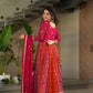 Luxury Faux Blooming Kali-Pattern Gown with Dupatta – Zari & Sequins Embroidery