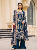 Luxury Faux Georgette Embroidered Palazzo Suit for Wedding and Festive Wear