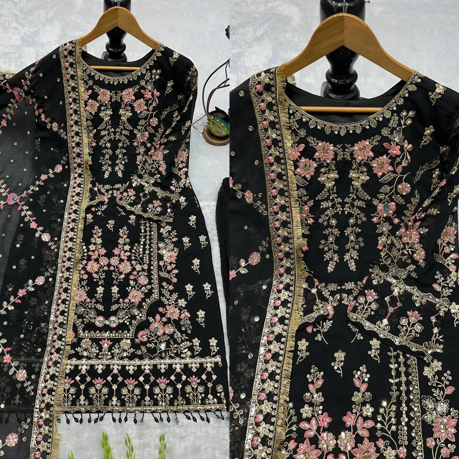 Luxury Faux Georgette Embroidered Palazzo Suit for Wedding and Festive Wear