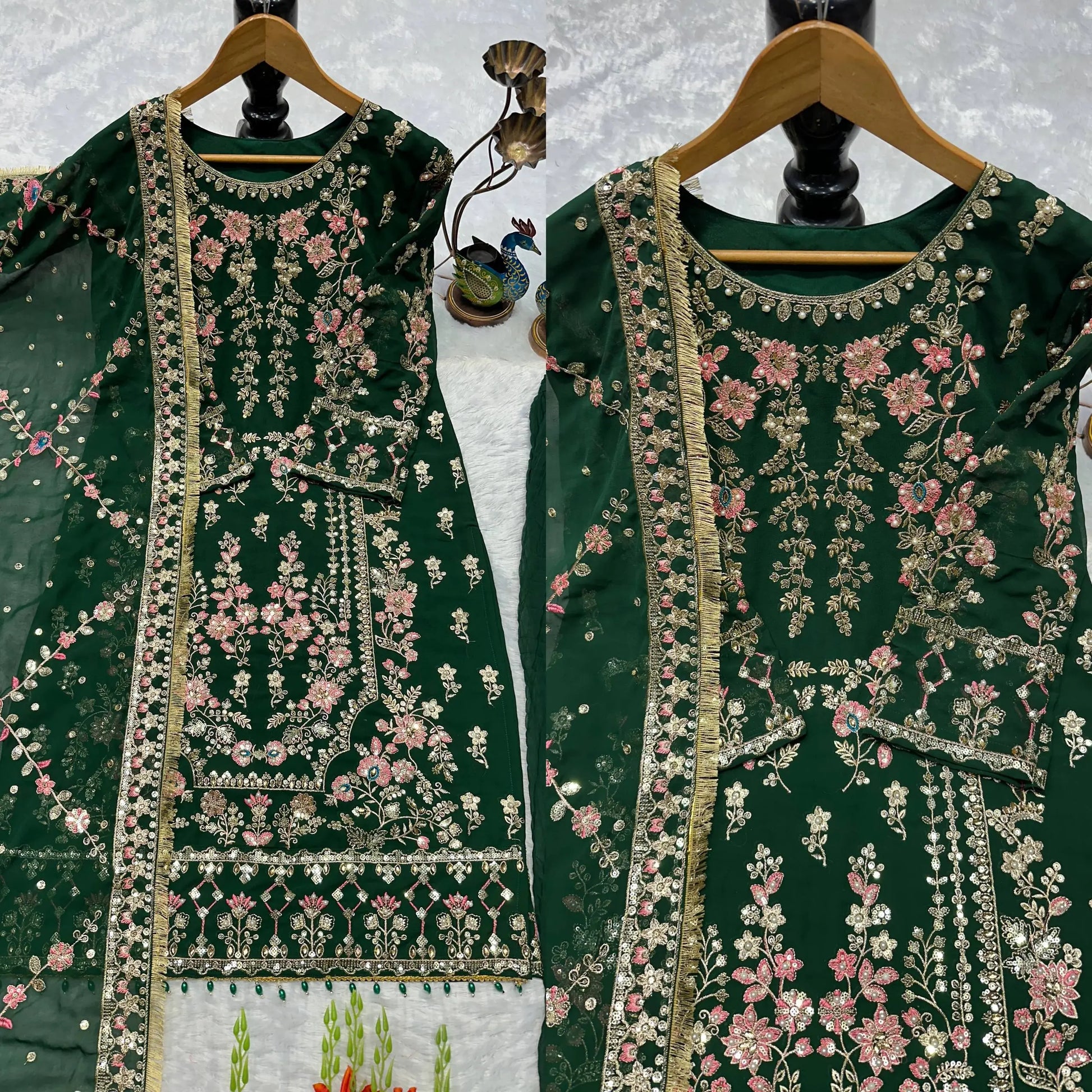 Luxury Faux Georgette Embroidered Palazzo Suit for Wedding and Festive Wear