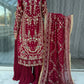 Luxury Faux Georgette Embroidered Palazzo Suit for Wedding and Festive Wear