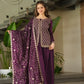 Luxury Fendy Kurti Sharara Set with Dupatta | Embroidered Party Wear Set for Women – Wine & Mehendi
