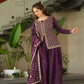 Luxury Fendy Kurti Sharara Set with Dupatta | Embroidered Party Wear Set for Women – Wine & Mehendi