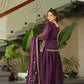 Luxury Fendy Kurti Sharara Set with Dupatta | Embroidered Party Wear Set for Women – Wine & Mehendi