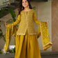 Luxury Fendy Kurti Sharara Set with Dupatta | Embroidered Party Wear Set for Women – Wine & Mehendi