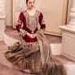 Luxury Maroon Fox Georgette Sharara Suit with Coding Sequin Embroidery & Dupatta