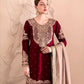 Luxury Maroon Fox Georgette Sharara Suit with Coding Sequin Embroidery & Dupatta