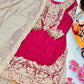 Luxury Maroon Fox Georgette Sharara Suit with Coding Sequin Embroidery & Dupatta