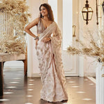 Luxury Satin Organza Embroidered Saree Set
