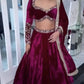Luxury Velvet Embroidered Lehenga Choli Set with Dupatta