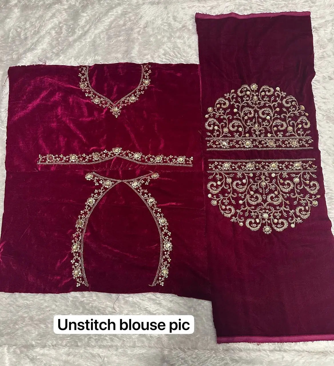 Luxury Velvet Embroidered Lehenga Choli Set with Dupatta