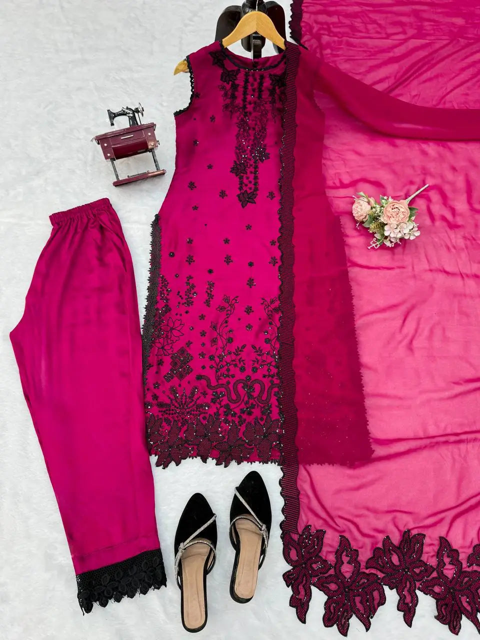 Magenta Noir Bloom Suit