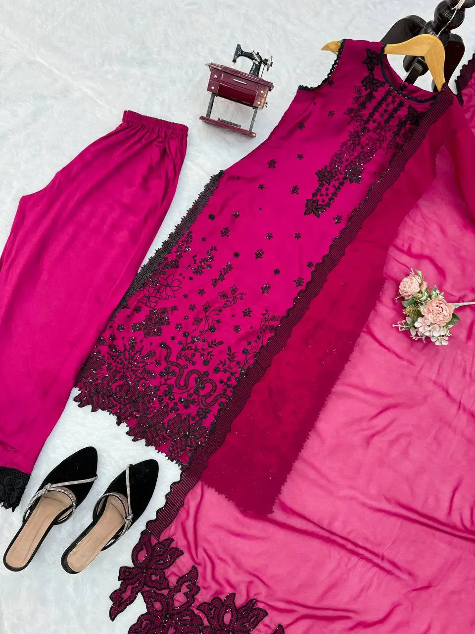 Magenta Noir Bloom Suit
