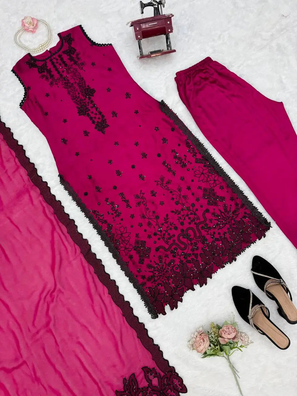 Magenta Noir Bloom Suit