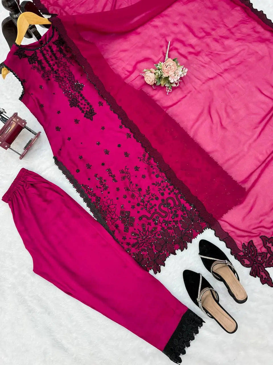 Magenta Noir Bloom Suit