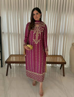 Magenta Zari Embroidered Suit
