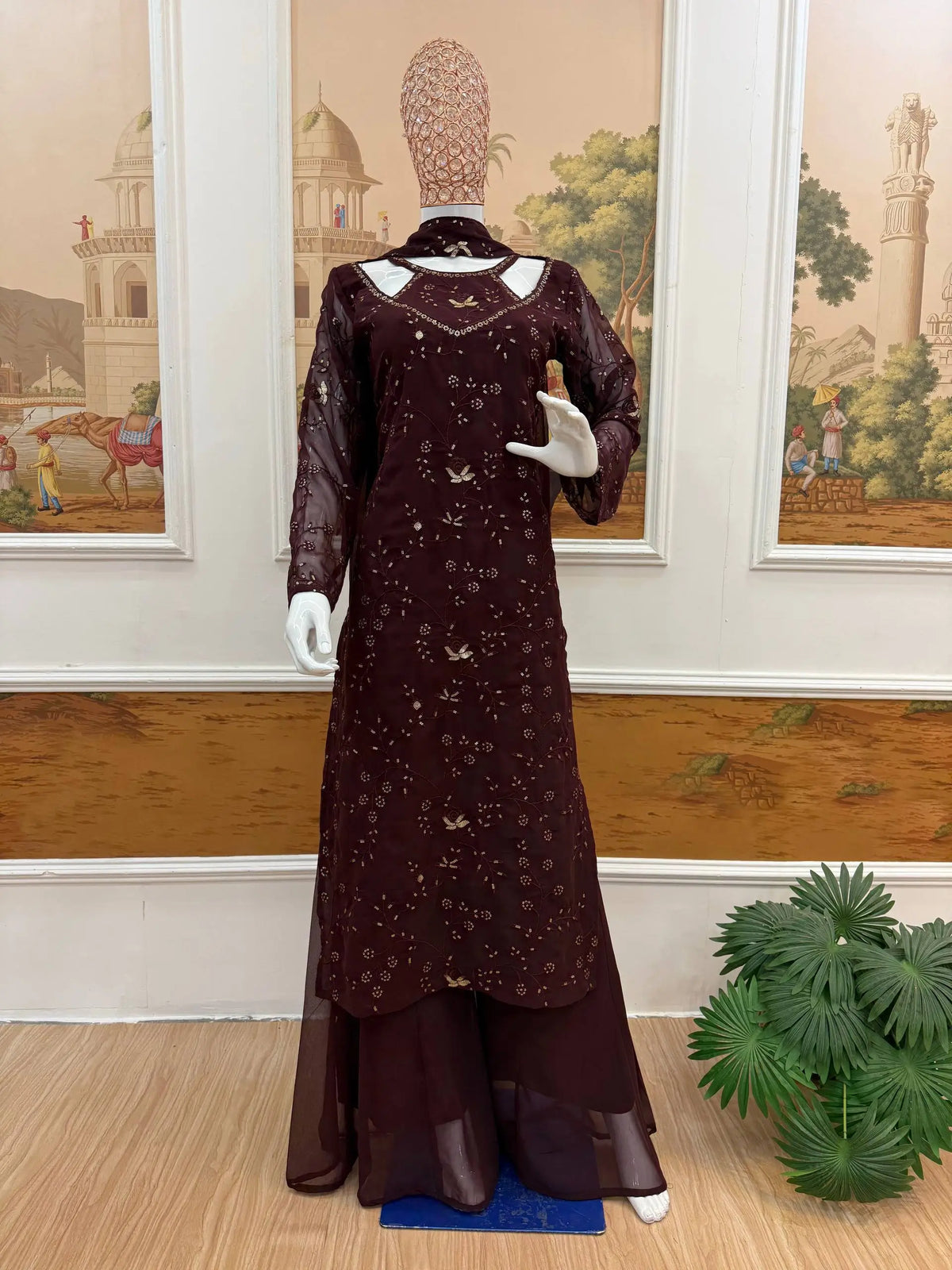 Mahogany Vine Embroidered Suit