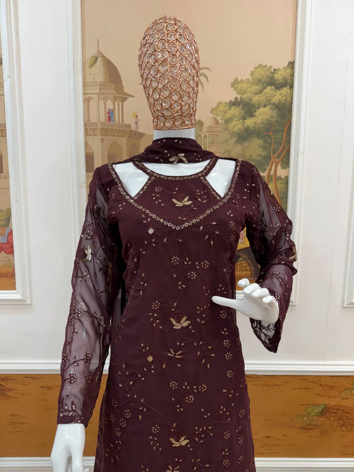 Mahogany Vine Embroidered Suit