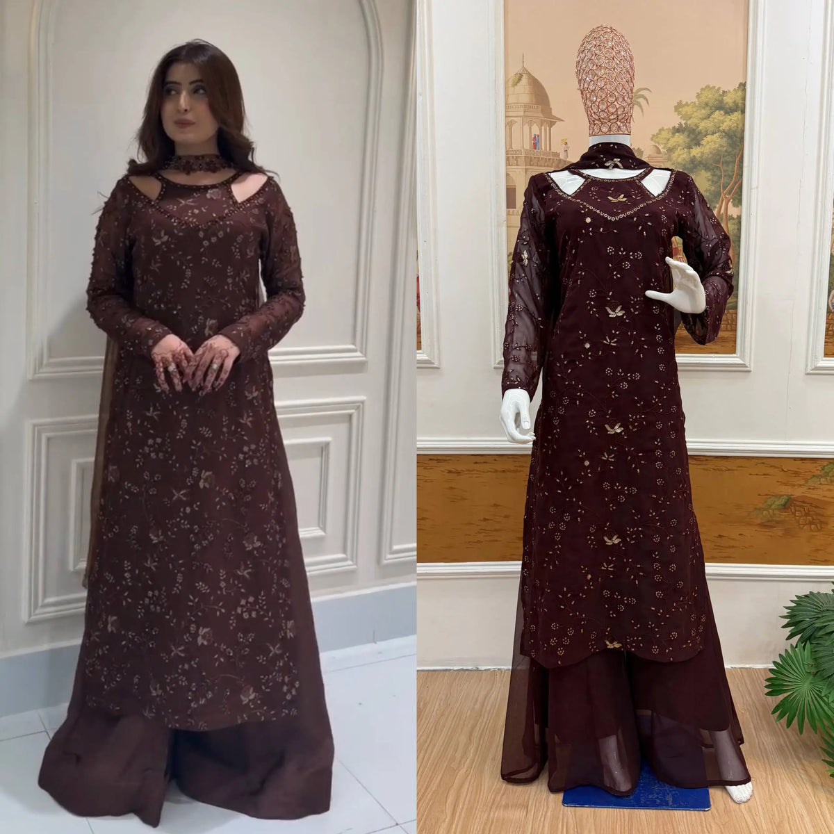 Mahogany Vine Embroidered Suit
