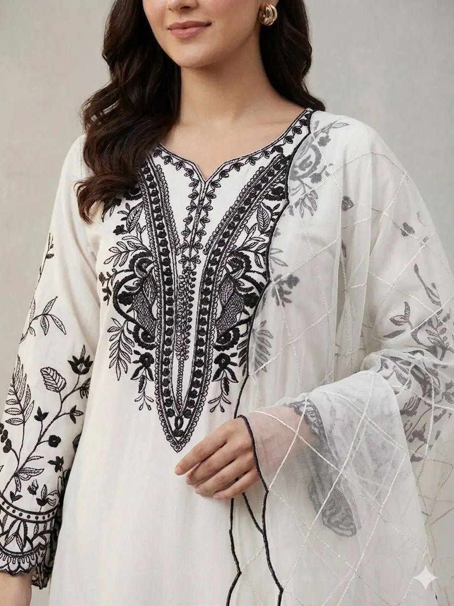 Mal Cotton Embroidery Suit Set, 4 Colours